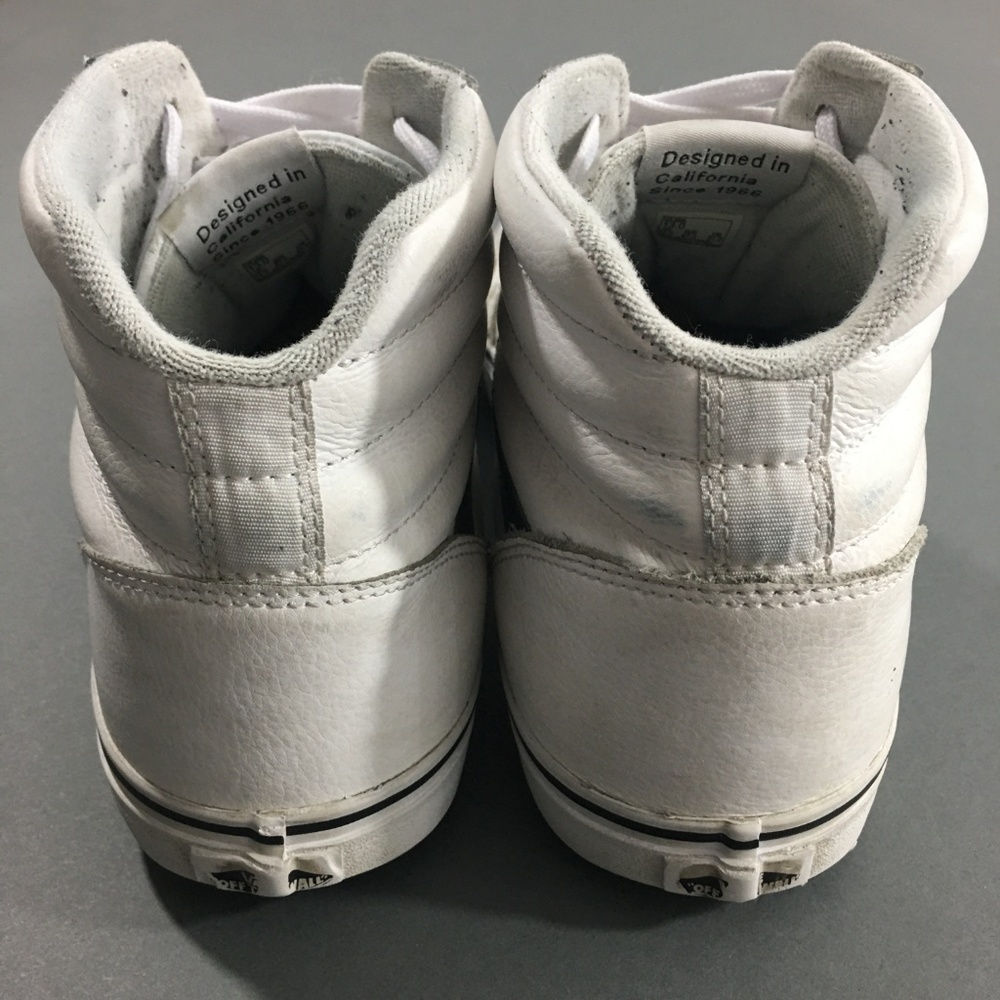 (SOLD) Vans Mens White Leather High Top SK8 Shoes - Picture 6 of 7